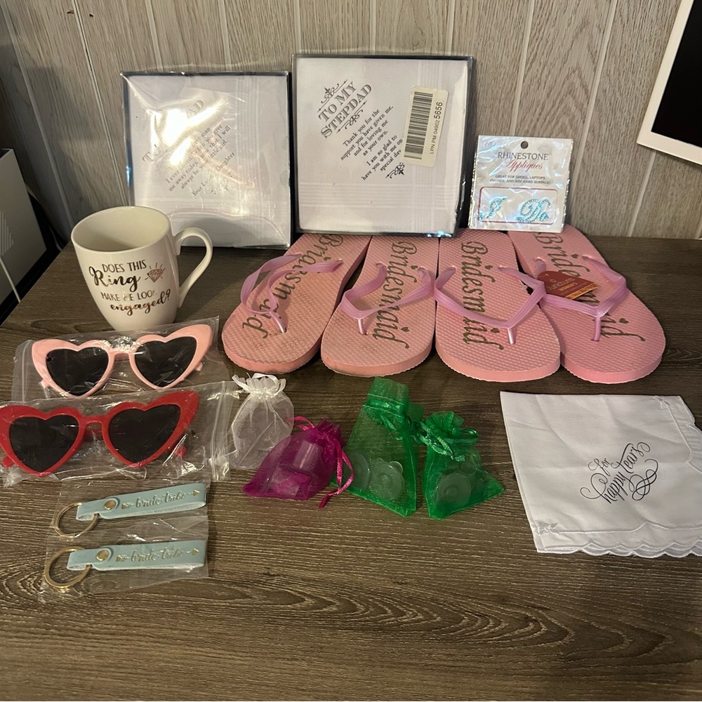 Lot Bride Wedding Bachelorette Shower Flip Flops Bridesmaid Handkerchiefs Mug